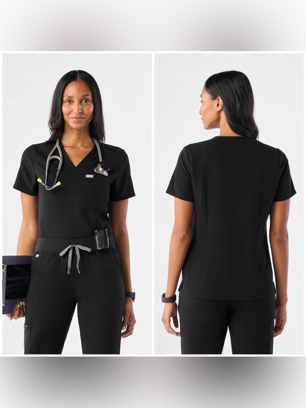 Figs Catarina Black Scrub Women Top (Size XXL)
